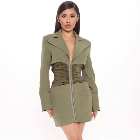 Dresses | Blazer Dress In Olive Green | Poshmark